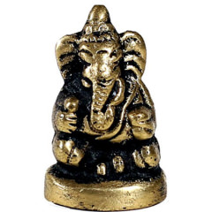 Ganesha Mini-Statuette sitzend Messing