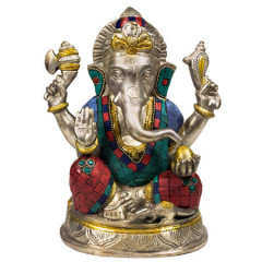 Ganesha Statue mit Mosaikdekoration, 25 cm