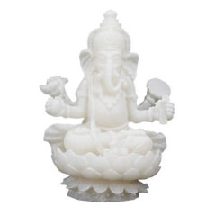 Ganesha Figur, weiss aus Alabaster, 10 cm