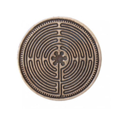 Glücksmünze Labyrinth Chartres Kupfer verzinnt 4cm