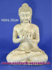 Buddha im Lotussitz, antikweiss, 20 cm