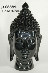 Buddhakopf, schwarz lackiert