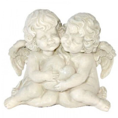 Zwei Engel mit Herz, 13 cm