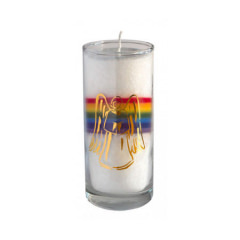 Kerze Regenbogenkristall Engel im Glas Stearin 14cm
