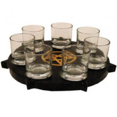 Teelichthalter - Pentagramm mit 7 Gläsern