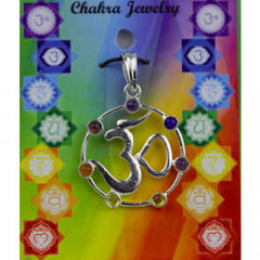 OM - Chakra Anhänger aus Messing, versilbert