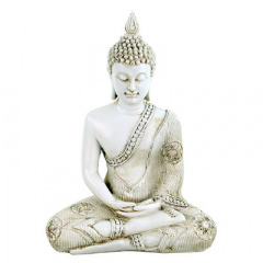 Meditierender Buddha, weiss, 22 cm