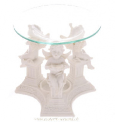 Duftlampe Engel auf Säule – Aromalampe mit Glas-Schale, 10cm