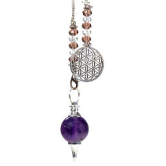 Pendel Amethyst mit Kette Blume des Lebens