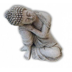 Ruhender Buddha, steingrau, 19,5 cm