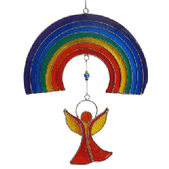 Suncatcher Engel unter Regenbogen, bunt, 25 cm