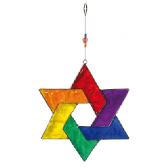 Suncatcher Hexagramm, bunt, 18 cm