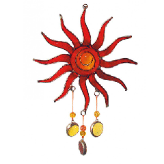 Suncatcher Sonne, rot, 15 cm