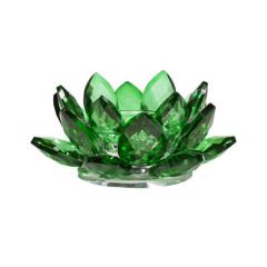 Teelichthalter Lotus aus Kristall, grün