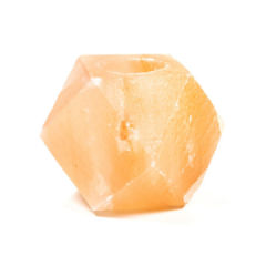 Teelichthalter Salzkristall Diamant, orange
