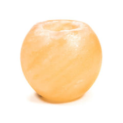 Teelichthalter Salzkristall Kugel, orange