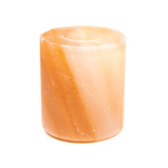 Teelichthalter Salzkristall Zylinder, orange