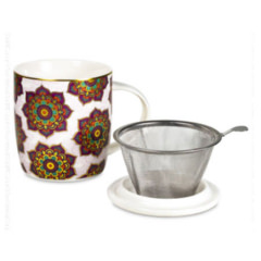 Set Teetasse Mandala rot