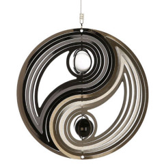 Windspiel Yin & Yang in schwarz & silber