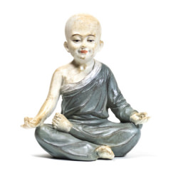 Yoga Mönch Statue OM, grau